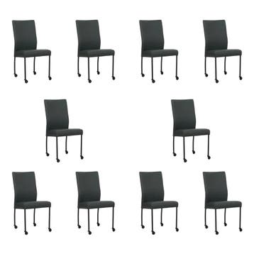 Set van 10 Leren eetkamerstoelen Comfort met wieltjes -, Huis en Inrichting, Stoelen, Ophalen of Verzenden, Nieuw, Leer, Eén