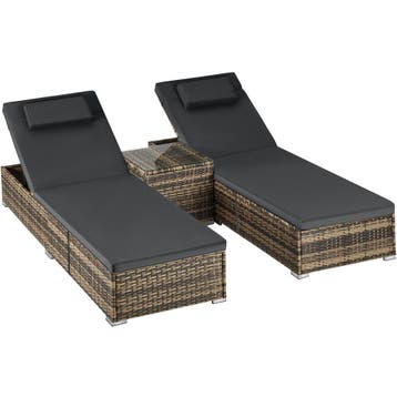 tectake Wicker-tweepersoonsligbed met tafel Carbonera, verst, Verzenden, Nieuw