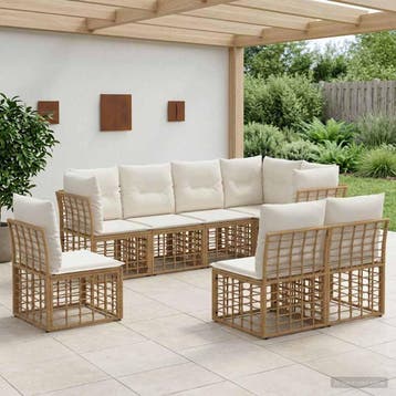 vidaXL Buiten bank set Naturel Polyester, Tuin en Terras, Verzenden, Nieuw
