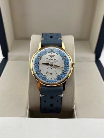 Cortébert - Blue Flower Dial - Zonder minimumprijs - Heren -, Handtassen en Accessoires, Horloges | Heren, Nieuw