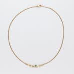 Ketting met hanger - 14 karaat Geel goud Smaragd - Diamant