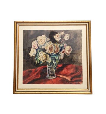 Signed Abelló (XX) - NO RESERVE - Roses Against A Red Drape
