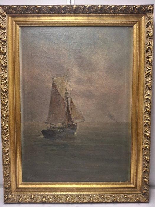 Romain Steppe (1859-1927) - Zeilschip op volle zee, Antiquités & Art, Art | Peinture | Classique