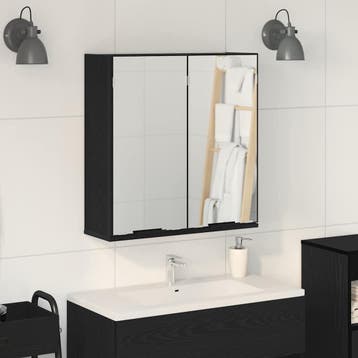 vidaXL Spiegelkast Zwart Eiken 64 x 20 x 67 cm Bewerkt hout, Verzenden