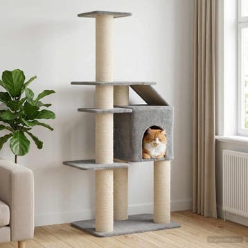vidaXL Kattentoren met sisal krabpalen Lichtgrijs 183 cm, Verzenden