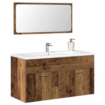 vidaXL Badkamerkast met spiegel bewerkt hout oud houtkleurig, Verzenden, Nieuw