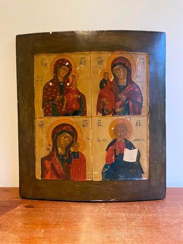 Icoon - Moeder Gods van Kazan, Christus Pantokrator - Hout,
