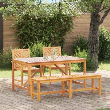 vidaXL Tuin Eettafel Set 4 st Bruin Massief Acacia Hout, Jardin & Terrasse, Verzenden