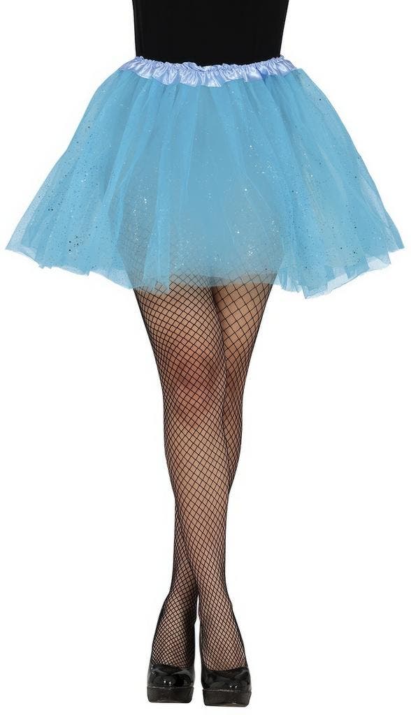 Lichtblauwe Tutu Dames Glitter 40cm, Hobby en Vrije tijd, Feestartikelen, Nieuw, Verzenden