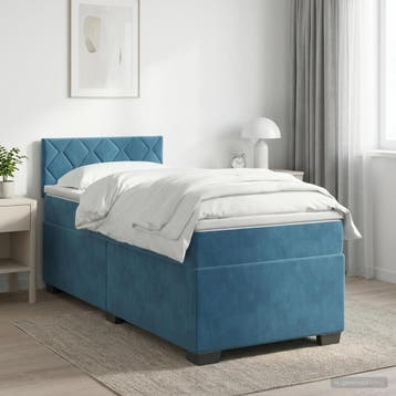 vidaXL Boxspringbed met matras Donkerblauw 90 x 200 cm, Verzenden
