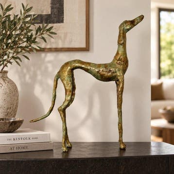 Abdoulaye Derme - sculptuur, Chien Lévrier élancé - 33.5 cm, Antiquités & Art