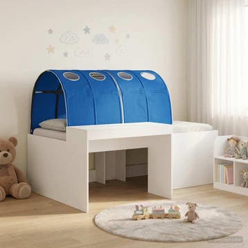 vidaXL Kinderhoogslaper met bureau 3 st Wit en Blauw Bewerkt, Huis en Inrichting, Slaapkamer | Bedden, Verzenden, Nieuw