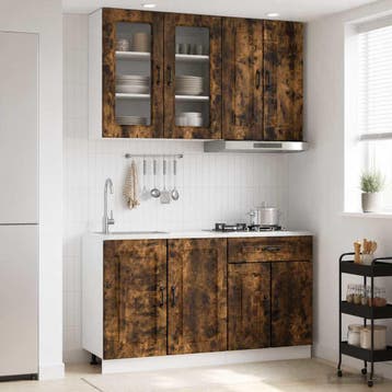 vidaXL Keukenblok KALMAR 4 st Gerookt eiken Bewerkt hout, Verzenden, Nieuw