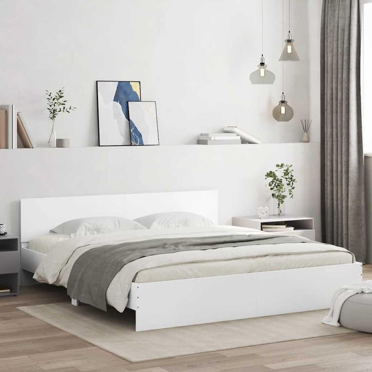 vidaXL Bedframe met hoofdeinde wit 180x200 cm, Huis en Inrichting, Slaapkamer | Bedden, Nieuw, Verzenden