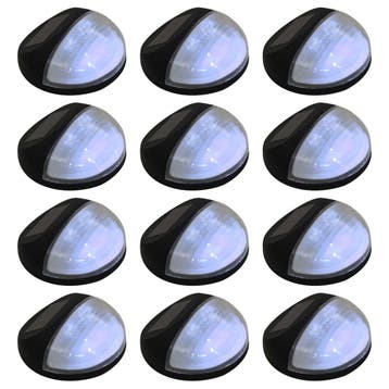 vidaXL LED-wandlampen solar rond zwart 12 st, Tuin en Terras, Verzenden, Nieuw