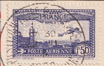 Frankrijk 1930 - Zeldzaam geperforeerd Eipa op kaart van de, Gestempeld