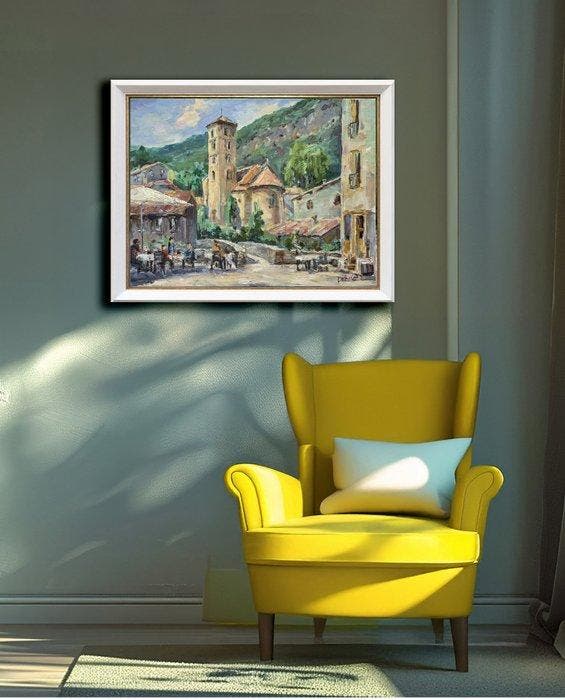 Vitaly Leshukov - Beget. Plaza Tranquila Junto a la Iglesia, Antiek en Kunst, Kunst | Schilderijen | Klassiek