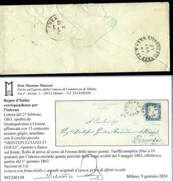 Koninkrijk Italië 1863 - 15 centesimi tipo sardo in de