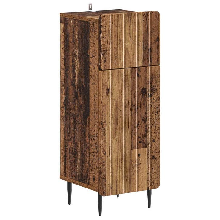 vidaXL Badkamer Opbergkast ZWOLLE Oud hout 30 x 31 x 79,5 cm, Huis en Inrichting, Tafels | Kaptafels, Nieuw, Verzenden