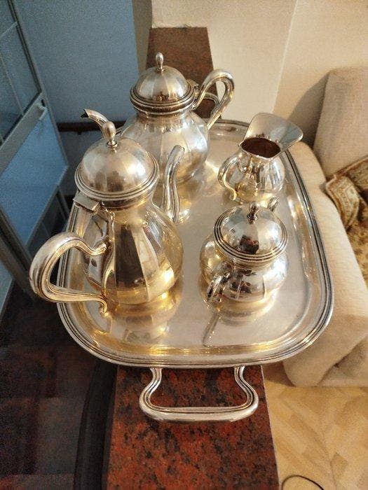Argenteria rino greggio - Koffie- en theeservies - Vassoio, Antiek en Kunst, Antiek | Zilver en Goud