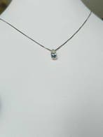 Sans prix de réserve - Collier Argent Aigue-marine - Diamant, Handtassen en Accessoires, Kettingen, Nieuw