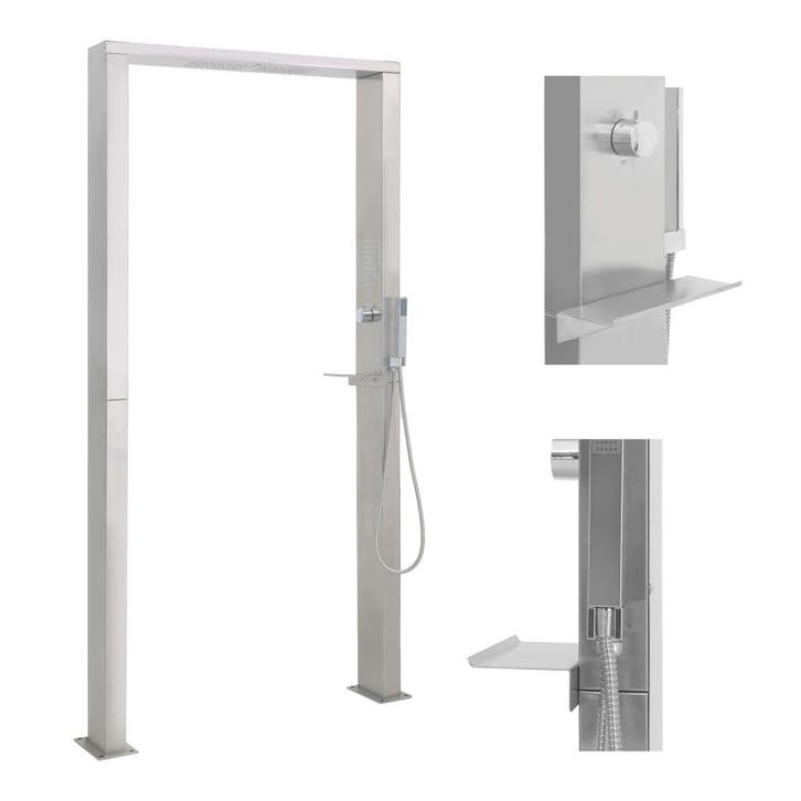 vidaXL Buitendouche met dubbele jets roestvrij staal, Jardin & Terrasse, Piscines, Envoi
