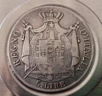 Italië. Napoléon I (1804-1814). 5 Lire 1809 Milan (Zonder