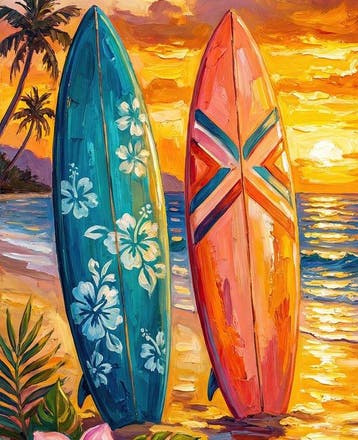 Kleury.art - [XL Canvas] Vanguard of the Sunset Surf” by