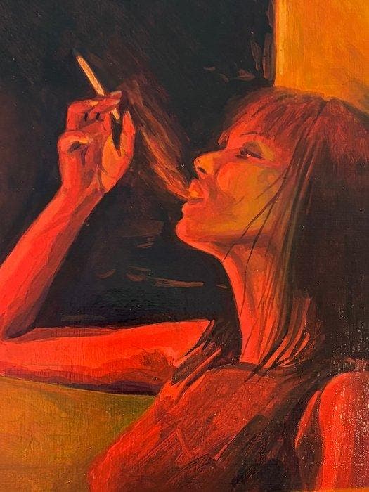 Antonio Valenzuela - Red light, Antiquités & Art, Art | Peinture | Moderne