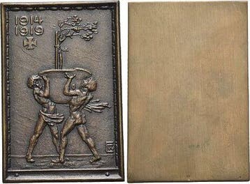 Bronze-plakette 1919 medaille von Walther Eberbach 1866 b..., Verzenden