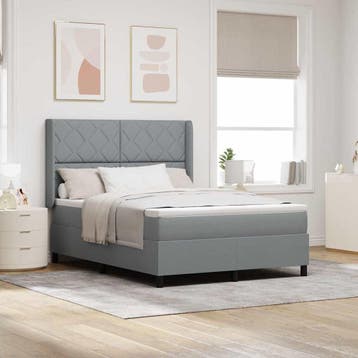 vidaXL LED Box Spring Bed met hoofdeinde Lichtgrijs 140 x, Verzenden, Nieuw
