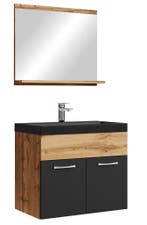 Badkamermeubel Montreal Set 02 60 x 35 cm Eiken Zwart, Verzenden, Nieuw