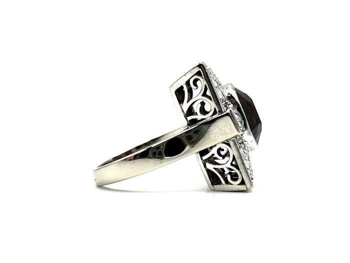 Ring - 18 karaat Witgoud - 4.00ct. tw. Topaas - Diamant, Handtassen en Accessoires, Ringen