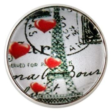 Fako Bijoux - Click Button - Glas - Eiffeltoren Hearts, Verzenden, Nieuw
