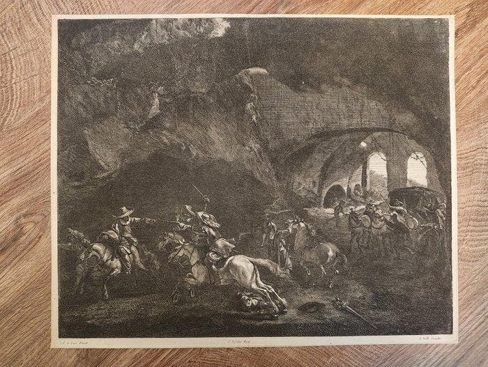 Cornelis Visscher (1629-1658), after P. De Laer - Assalto, Antiquités & Art, Antiquités | Autres Antiquités