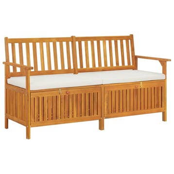 vidaXL Opbergbankje met kussen 148 cm massief acaciahout, Verzenden, Nieuw