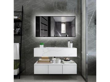 Veiling - Badkamerspiegel LED 80 x 60 cm Zwart Frame Anti Co, Bricolage & Construction, Sanitaire
