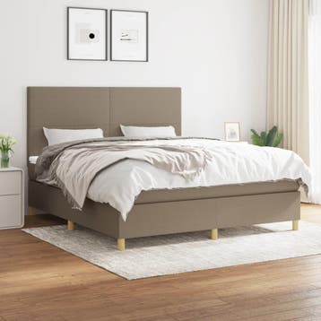 vidaXL Boxspring met matras stof taupe 180x200 cm, Verzenden