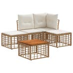 vidaXL Buiten bank set 5 pcs Natuurlijk en Crème Wit, Tuin en Terras, Verzenden, Nieuw
