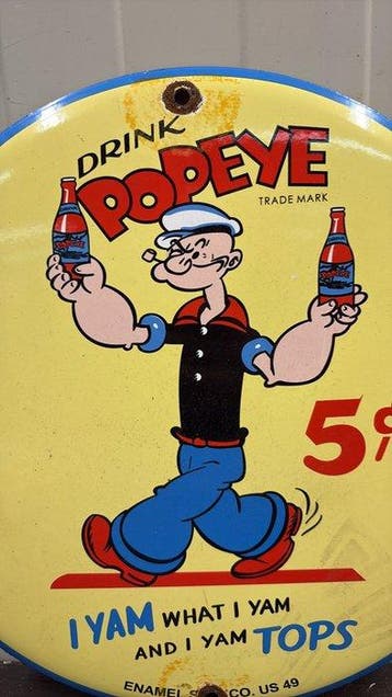 Standard Gasoline - Popeye emaille reclamebord – Drink