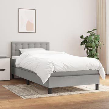 vidaXL Boxspring met matras stof lichtgrijs 90x200 cm, Verzenden, Nieuw