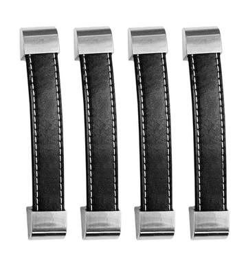 Set van 4 zwarte leren handgrepen (128 mm, metalen eindstuk, Verzenden, Nieuw