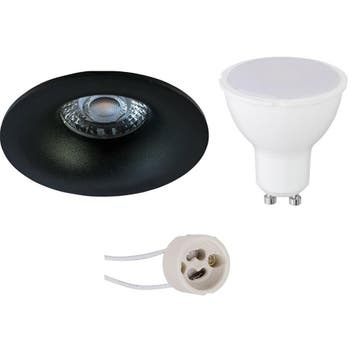 LED Spot Set 6W - Mat Zwarte Dimbare Ronde Inbouwspot Warm W, Verzenden