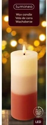 Ledkaars wax steady binnen lumineo terra tricolor warm wit, Nieuw