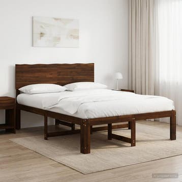 vidaXL Tweepersoonsbed met hoofdbord ROSTOCK Donkerbruin 135, Huis en Inrichting, Slaapkamer | Bedden, Verzenden, Nieuw