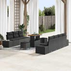 vidaXL Tuinbank Set met kussen met opslag 10 pcs Zwart Poly, Verzenden, Nieuw