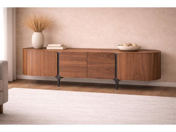 Veiling - Tv dressoir Walnoot - 200cm - Notenhout bruin - br, Huis en Inrichting, Kasten | Dressoirs