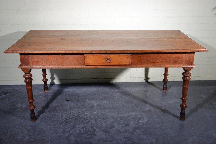 Table - Chêne - table de bureau antique, Antiquités & Art, Curiosités & Brocante