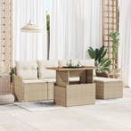 vidaXL Tuinbank Set met opslag 6 pcs Beige Poly rattan, Verzenden
