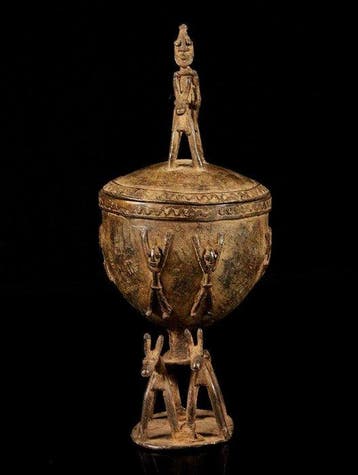 Vase en bronze, cavalier - Dogon - Mali